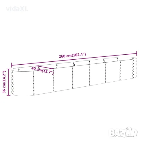 vidaXL Градинска повдигната леха поцинкована стомана сребрист, снимка 6 - Саксии и кашпи - 56146690