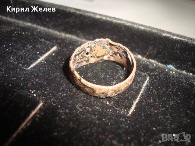 СТАРИНЕН ФЛОРАЛЕН ПОЗЛАТЕН СРЕБЪРЕН МАЙСТОРСКИ РЪЧНО РАБОТЕН ПРЪСТЕН АРТ-ДЕКО УНИКАТ 17076, снимка 14 - Антикварни и старинни предмети - 31196160