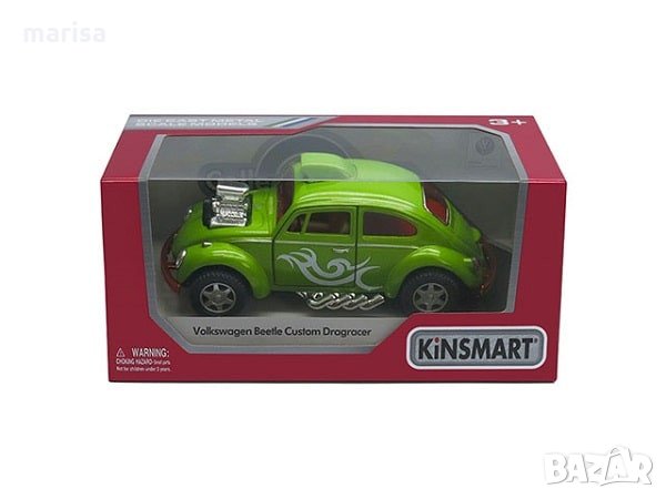 Метална количка Kinsmart Volkswagen Beetle Custom Dragracer, в кутия Код: 520892, снимка 3 - Коли, камиони, мотори, писти - 29831627