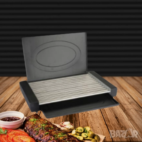 Скара с капак Rosberg R51015M, 1800W, 12 тръбни ребра, плот за готвене 35x22 см, тавичка за мазнина