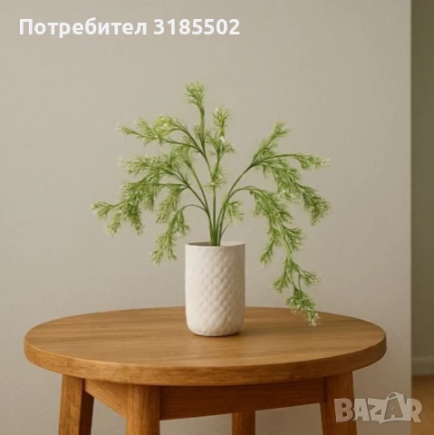 Изкуствена висяща аранжировка със зелени стръкове и бели цветчета – елегантен акцент за всяко простр, снимка 5 - Изкуствени цветя - 51227985