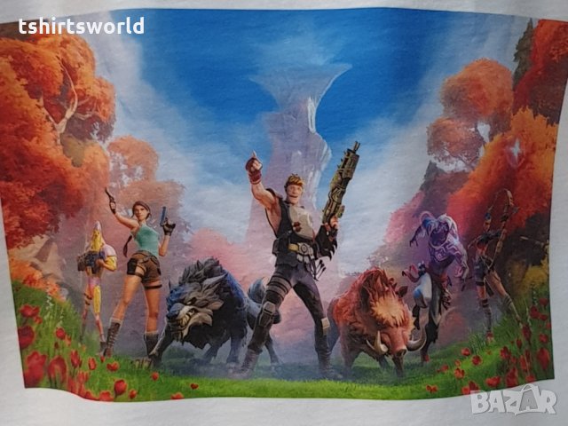 Нова детска тениска в бял цвят с дигитален печат Fortnite, снимка 3 - Детски тениски и потници - 35590239