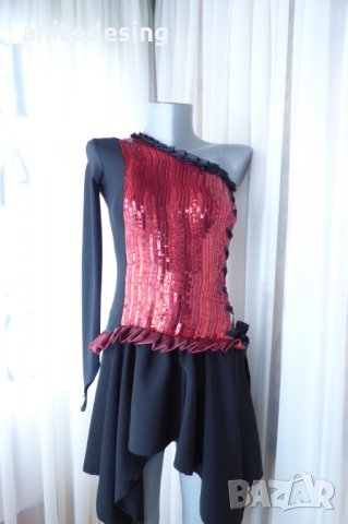 рокля за спортни танци комбинация между червено и черно, снимка 13 - Детски рокли и поли - 32895884