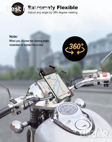 Grefay Държач за телефон за велосипед, Кормило за мотоциклет, за скутер,с въртене на 360° за 3,5-6,5, снимка 3 - Друга електроника - 42399395