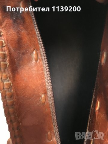 Винтидж френска чанта от 60-те естествена кожа цвят коняк, снимка 9 - Чанти - 29939273
