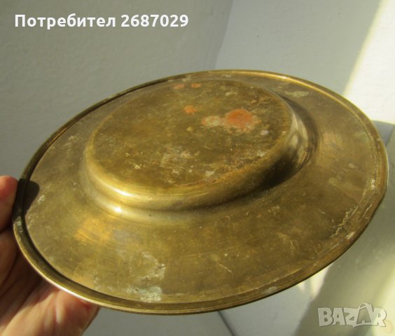 Стара чиния поснос метал Мед или месинг с орнаменти, снимка 7 - Антикварни и старинни предмети - 30108781