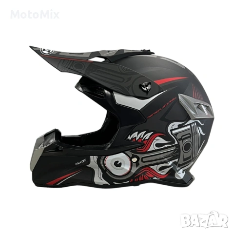 Мотокрос каска - Matt Black/Grey Red, снимка 3 - Аксесоари и консумативи - 54354474