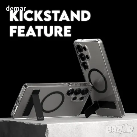 Калъф CARE BY PANZERGLASS с черна стойка за Samsung Galaxy S25 Ultra, Qi и MagSafe, прозрачен, снимка 4 - Калъфи, кейсове - 49275530