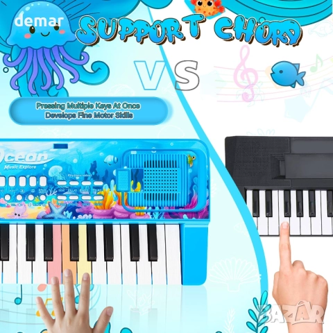 37-клавишно детско пиано, музикална играчка за деца 3-8 години, снимка 4 - Музикални играчки - 51740666