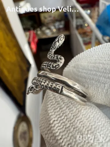 Сребърен пръстен змия №6226 , снимка 2 - Пръстени - 48296589