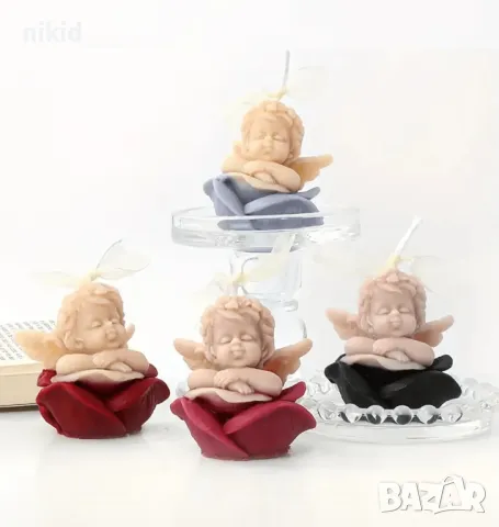 3D Дете бебе в цвете поникнало силиконов молд форма шоколад гипс смола свещ декор, снимка 2 - Форми - 49499941