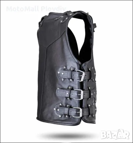 елек Рокерски кожен елек motomall 2019! кожа рокер чопър мото мотор, снимка 4 - Аксесоари и консумативи - 49178468