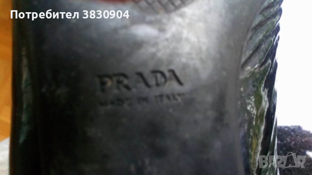Ботуши Prada, размер 38.5, черни, 100% естествена кожа лак, снимка 14 - Дамски ботуши - 42195260