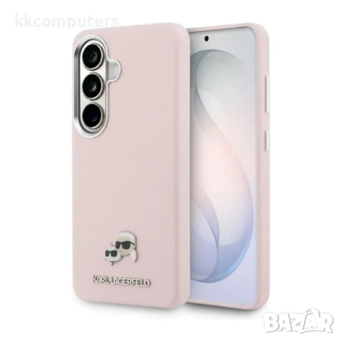 Оригинален кейс Karl Lagerfeld Saffiano KC Metal Logo MagSafe, За Samsung Galaxy S26, Розов и Потект