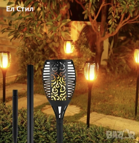 Соларна лампа тип пламък – комплект от 6 бр., снимка 4 - Соларни лампи - 53927969