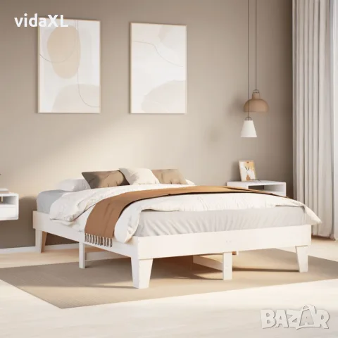 vidaXL Рамка за легло без матрак, бял, 160x200 см, бор масив, снимка 2 - Спални и легла - 56148280