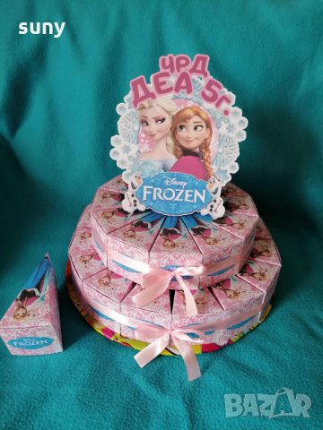 Картонена торта Frozen розова, снимка 3 - Други - 31527109