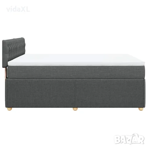 vidaXL Боксспринг легло с матрак, тъмносиво, 160x200 см, плат, снимка 5 - Спални и легла - 56146929