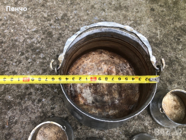 комплект автентични медни котлета /бакърчета, менчета/, снимка 6 - Антикварни и старинни предмети - 51690360