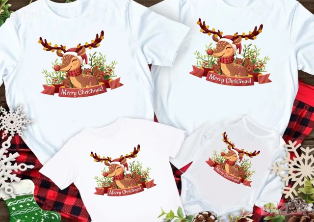 Комплекти Коледни тениски за цялото семейство ❄️☃️🎅 ЦЕНАТА Е ЗА БРОЙ, снимка 3 - Тениски - 42900878