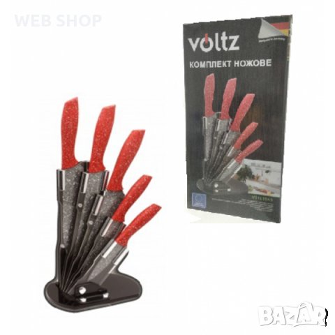 СТИЛЕН КОМПЛЕКТ ОТ 5 НОЖА С МРАМОРЕН ЕМАЙЛ, снимка 1