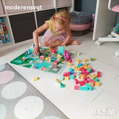 Дървени блокове – град 100 бр. Сортер, пъзел, снимка 4 - Конструктори - 40693303