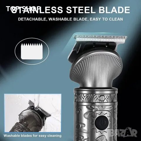 Hatteker Комплект тример за брада Професионална машинка за подстригване 6 в 1 тример за нос, снимка 6 - Тримери - 48938479