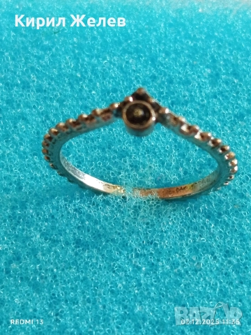 Елегантен сребърен пръстен с черен камък майсторска ръчна изработка 40476, снимка 3 - Пръстени - 52623550