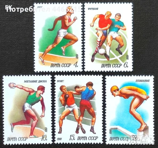 СССР, 1981 г. - пълна серия чисти марки, спорт, 4*6