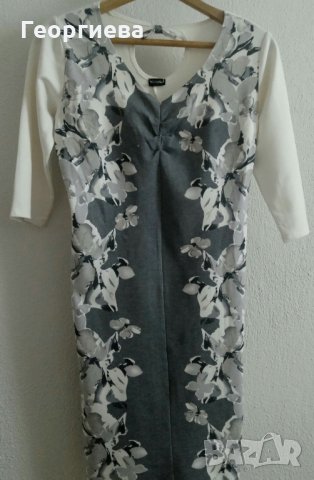 Стилна рокля с флорални мотиви, снимка 2 - Рокли - 30070565