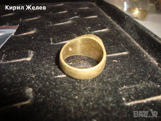 СТАР ПОЗЛАТЕН БРОНЗОВ ПРЪСТЕН ОРНАМЕНТИРАН РЪЧНО МАЙСТОРСКА АРТ ДЕКО СТИЛ ИЗРАБОТКА МАСИВЕН 21845, снимка 5 - Пръстени - 33962730