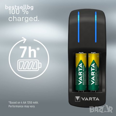 Компактно зарядно устройство VARTA за акумулаторни батерии AA и AAA, снимка 4 - Друга електроника - 37084610
