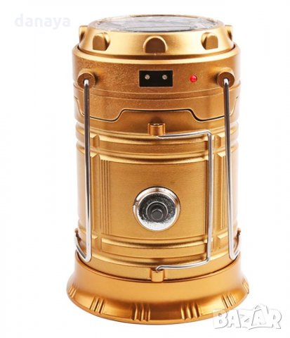 1735 Сгъваем соларен фенер за къмпинг лампа с дръжка 6 Led диода + 1W, снимка 10 - Къмпинг осветление - 30350466