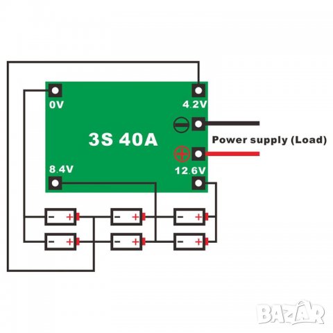 BMS  3s Контролер за зареждане на литиево йонни батерии, зарядно за 3 клетки 40А , снимка 2 - Друга електроника - 30098370