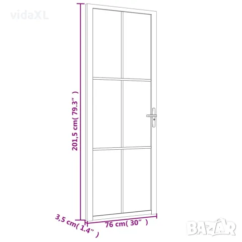 vidaXL Интериорна врата 76x201,5 см бяла ESG стъкло и алуминий, снимка 7 - Входни врати - 56147174