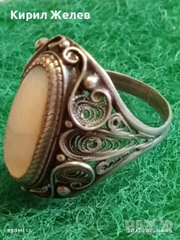 Сребърен пръстен филигранна изработка с камък ОПАЛ майсторска ръчна изработка 31616, снимка 3 - Пръстени - 52854371