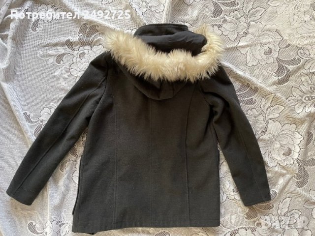 Палто късо, яке черно, размер С, с качулка, снимка 2 - Якета - 42416975