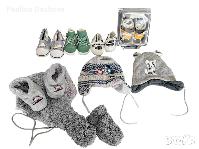 Сет зимни бебешки дрешки и обувки 0-6м, снимка 5 - Комплекти за бебе - 50329285