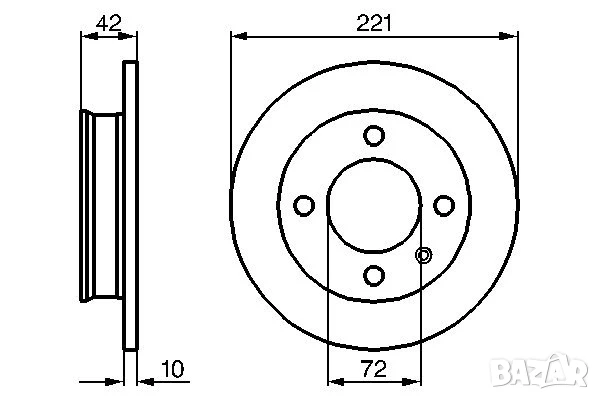 Диск спирачен преден дeсен/ляв за FORD FIESTA II,FIESTA/HATCHBACK 1.0-1.6D 10.77-11.89г.№ F1071P, снимка 2 - Части - 50626919