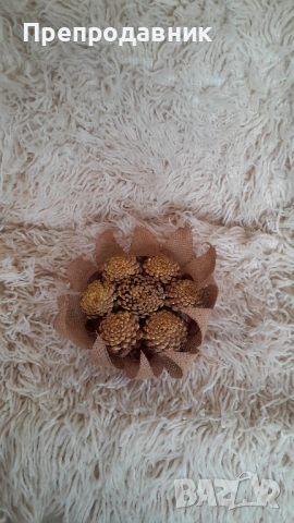 Ръчно изработена декорация „Златно цвете“ – Естествени материали, снимка 5 - Декорация за дома - 54002941