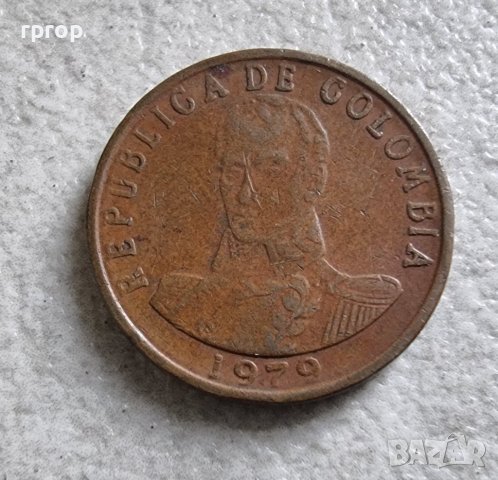 Монети.Колумбия.  1цент 1969 г. и 1 песо 1979 година. 2 бройки., снимка 3 - Нумизматика и бонистика - 42710669
