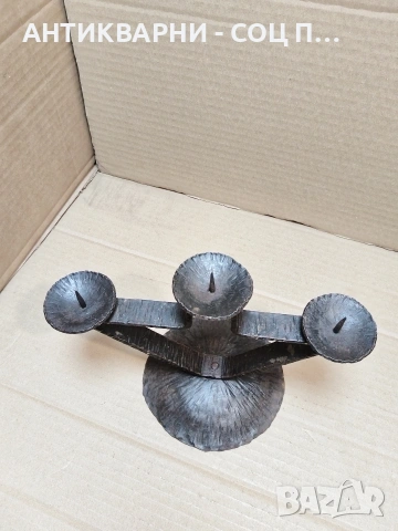 Соц Стар Ръчно Кован Свещник. НОМЕР 816., снимка 3 - Антикварни и старинни предмети - 53940236