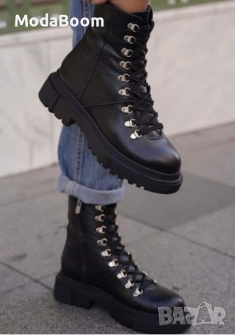 Равни кожени боти , снимка 2 - Дамски боти - 42914615