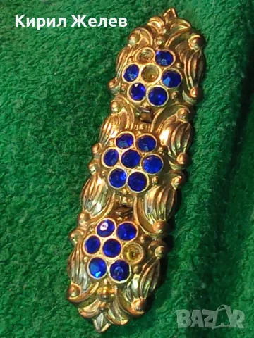 РАЗКОШНА СТАРА ФЛОРАЛНА АР НУВО СТИЛ БРОШКА с ФАСЕТИРАНИ КАМЪЧЕТА СИН ЦИРКОН 48830, снимка 14 - Антикварни и старинни предмети - 48734025
