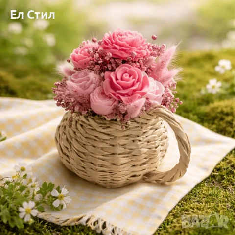 Букет от восъчни цветя, снимка 2 - Декорация за дома - 53915420