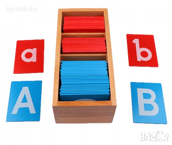 Монтесори пясъчна азбука с главни и ръкописни букви в кутия, снимка 2 - Образователни игри - 35039501