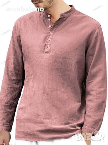 Едноцветна мъжка ежедневна риза с дълги ръкави и копчета, 5цвята - 023, снимка 3 - Ризи - 39801385
