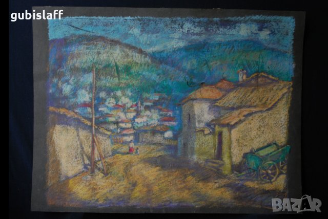 Стара картина, Изглед от В. Търново, 1960-те год., снимка 1 - Картини - 31346521