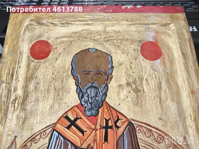 Стара ръчно рисувана икона, снимка 7 - Икони - 52171037