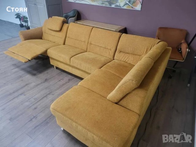 Ъглов диван от плат цвят канела DAKAR с електрически релакс механизъм, снимка 10 - Дивани и мека мебел - 44216262